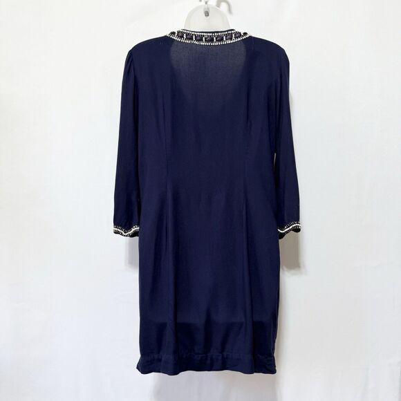 Lilly Pulitzer XS Sarah True Navy Beaded Embellished 3/4 Sleeve Tunic Dress - Picture 3 of 12